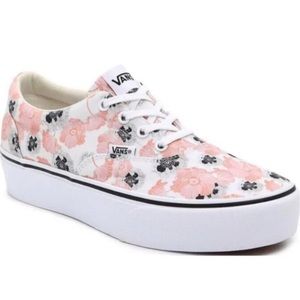 Vans Women's Floral Poppy Sneakers - Pink and Black, size 9